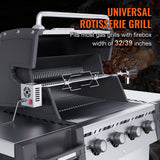Electric BBQ rotisserie kit with stainless steel spit rod and 110V motor
