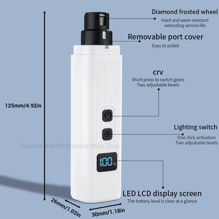 Electric dog nail clippers rechargeable grinder with LED light