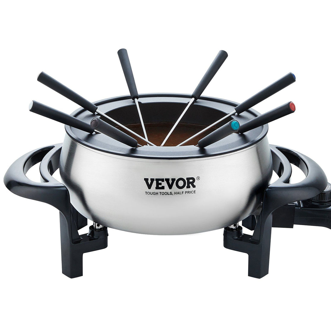 Electric fondue pot set base and heating element close-up
