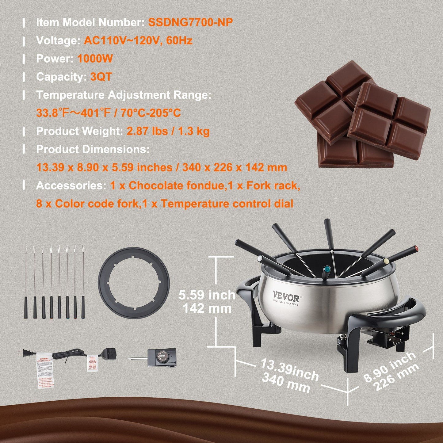 Electric Fondue Pot Set 3 Quart with 8 Forks7