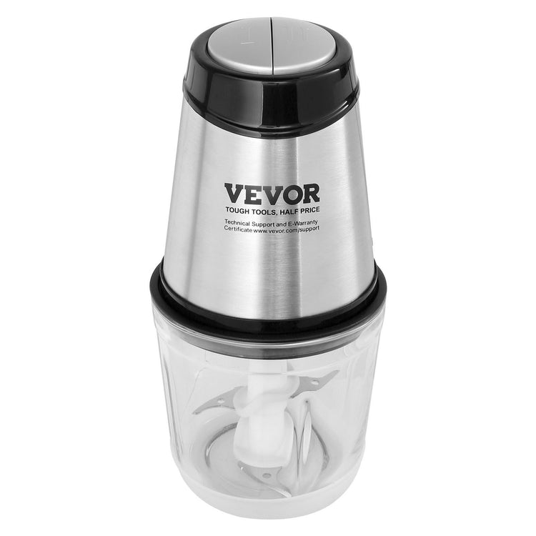 Electric food processor and meat grinder with glass bowl and 400W powered base