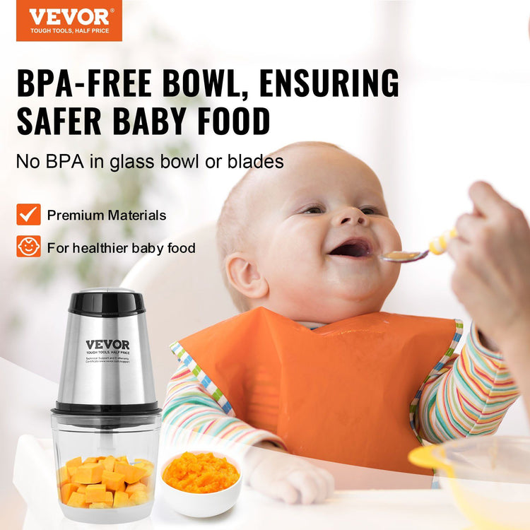 Food processor shown at an angle to show the glass bowl seated on the powered base