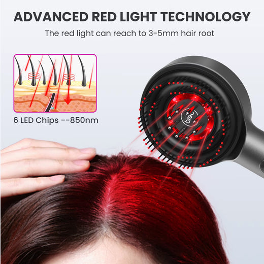 Electric scalp massager hair brush in red color variant