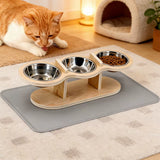 Elevated Cat Feeder Stand with raised cat bowl, full view
