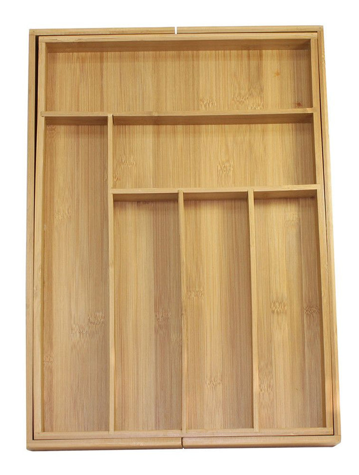 Expandable Bamboo Utensil Drawer Organizer side angle