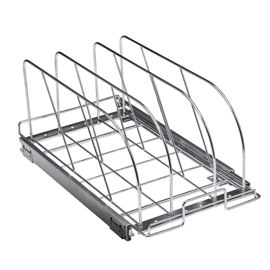 Expandable pan and pot organizer rack, full product view