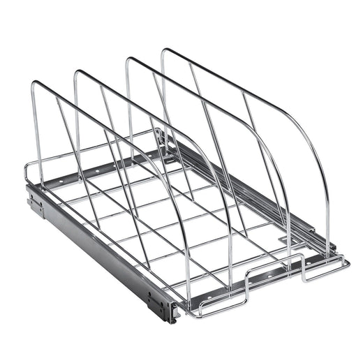 Expandable pan and pot organizer rack, full product view