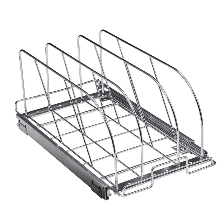 Expandable pan and pot organizer rack, full product view
