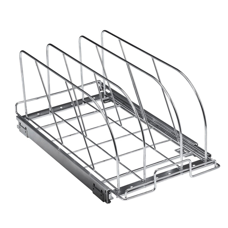 Expandable pan and pot organizer rack, full product view