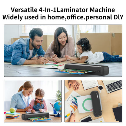 fast warm-up laminator machine in black, desktop home office unit