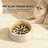 Slow feeder dog bowl with puzzle ridges maze side