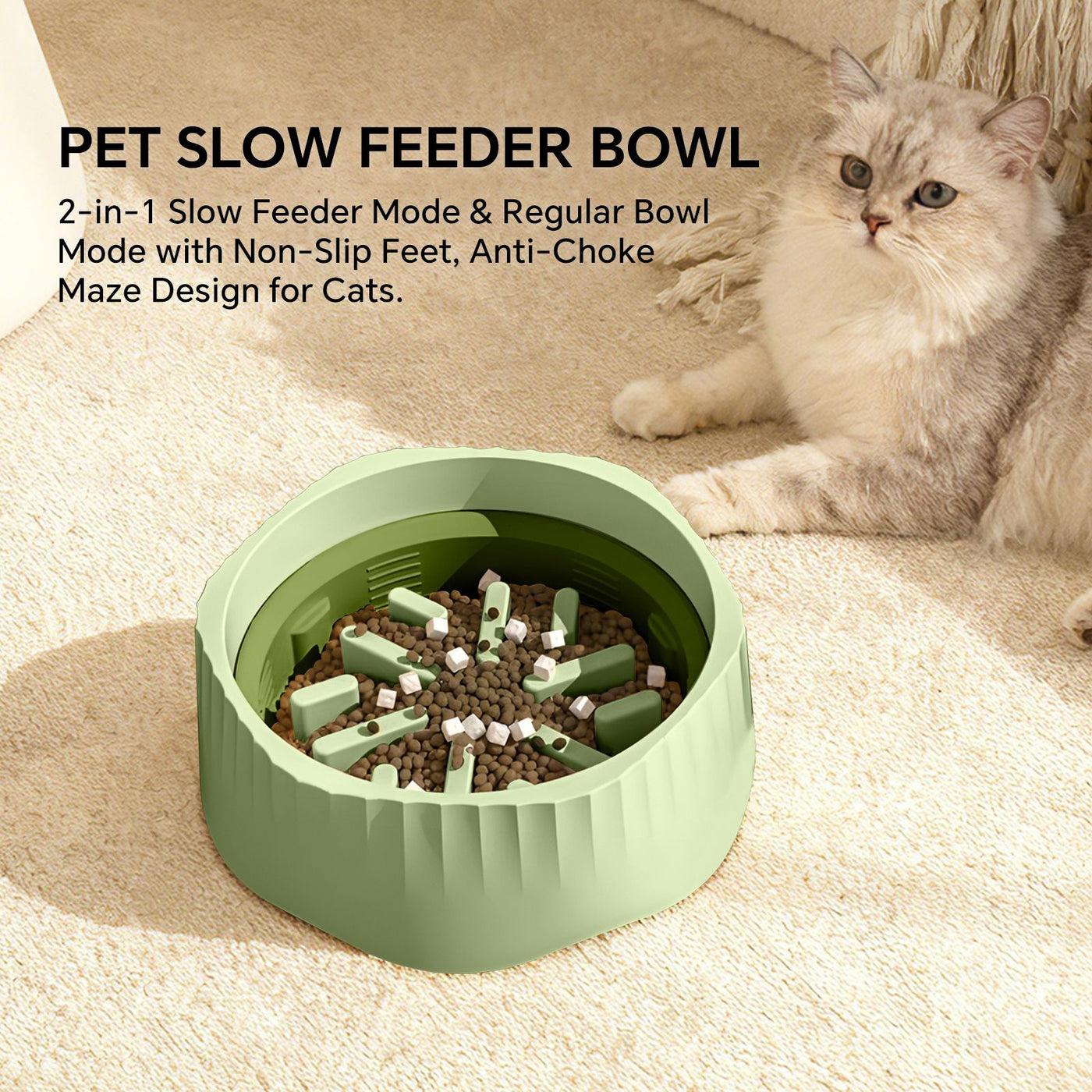 Slow feeder dog bowl blue color option