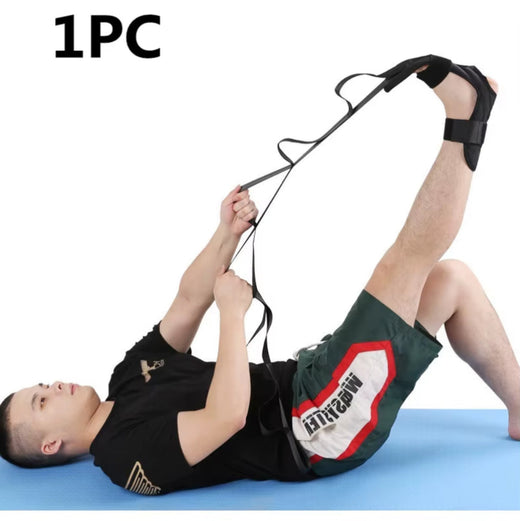 FlexStrap stretching strap in use for hamstring stretch