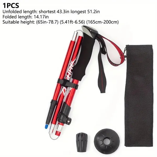 Foldable trekking poles in black 7075 aluminum