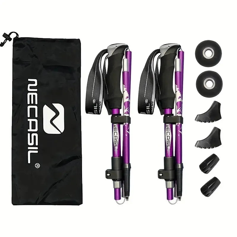 Foldable trekking pole packed for travel