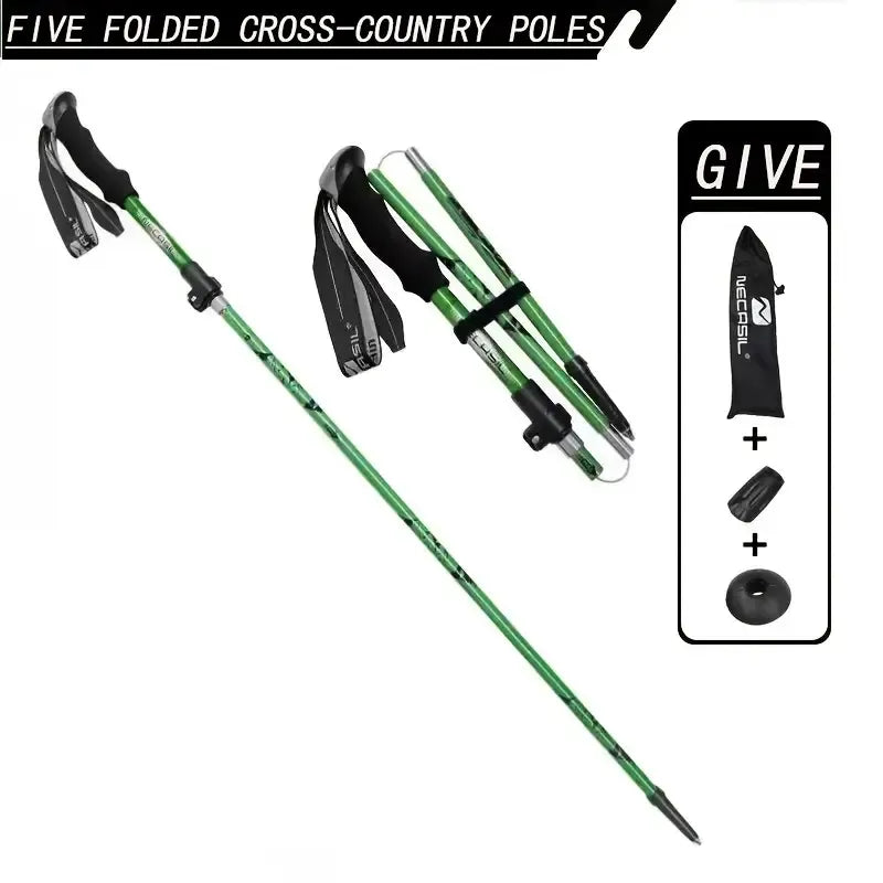 Trekking poles in green for hiking