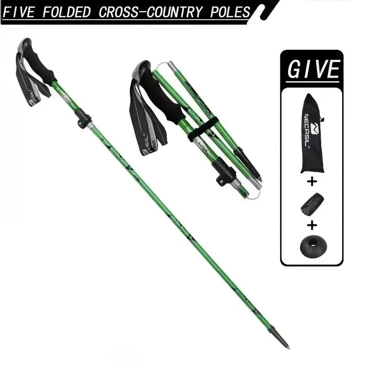 Trekking poles in green for hiking