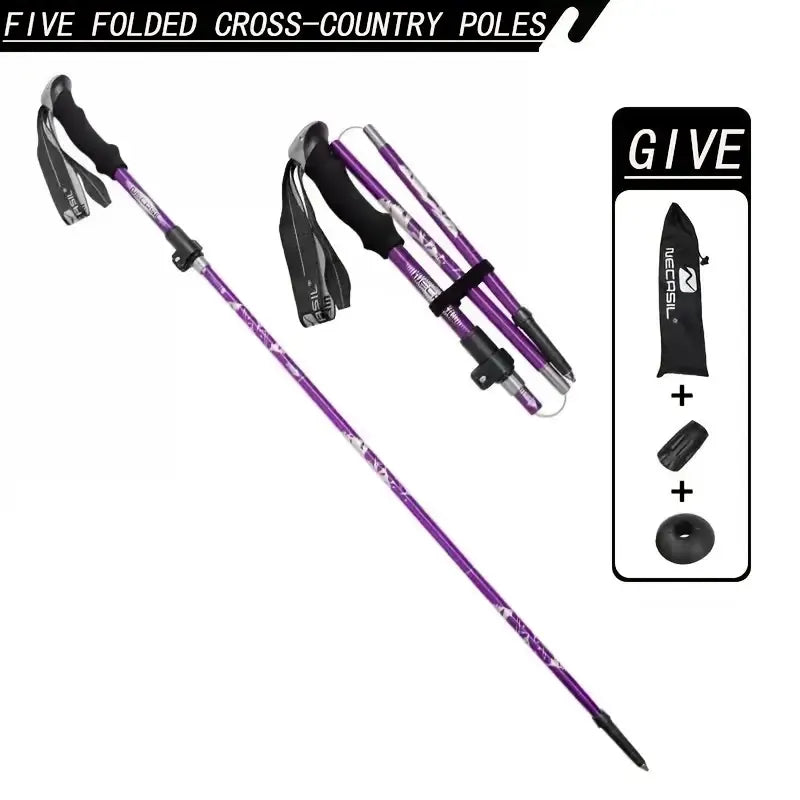Foldable hiking pole in purple