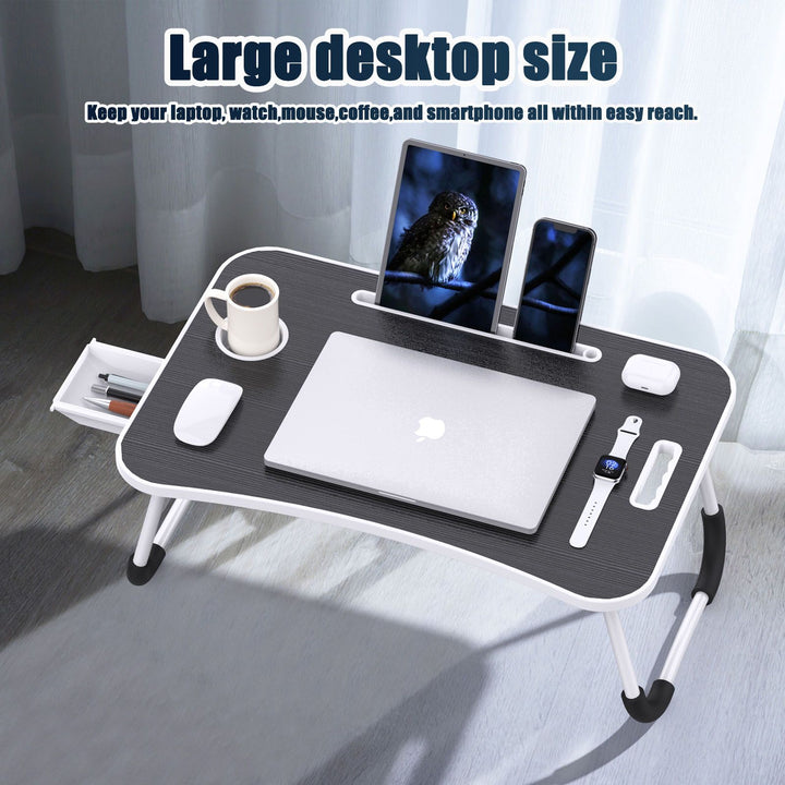 Lifting handle detail on the laptop bed table