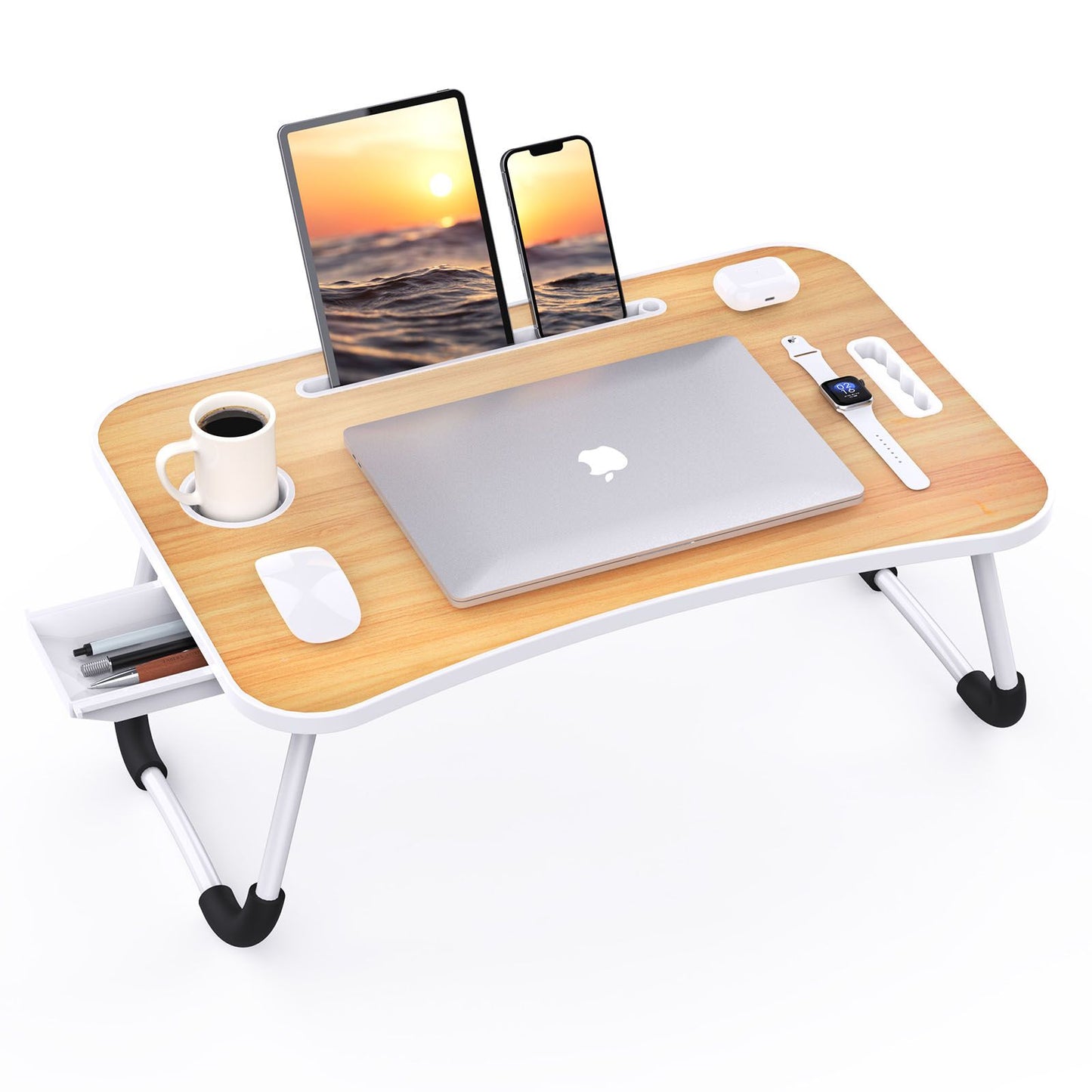 Foldable Laptop Bed Table Desk accessory layout. foldable laptop bed table