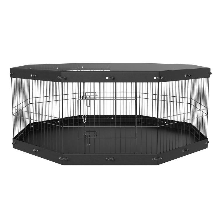 Dog exercise pen interlocking panel connection