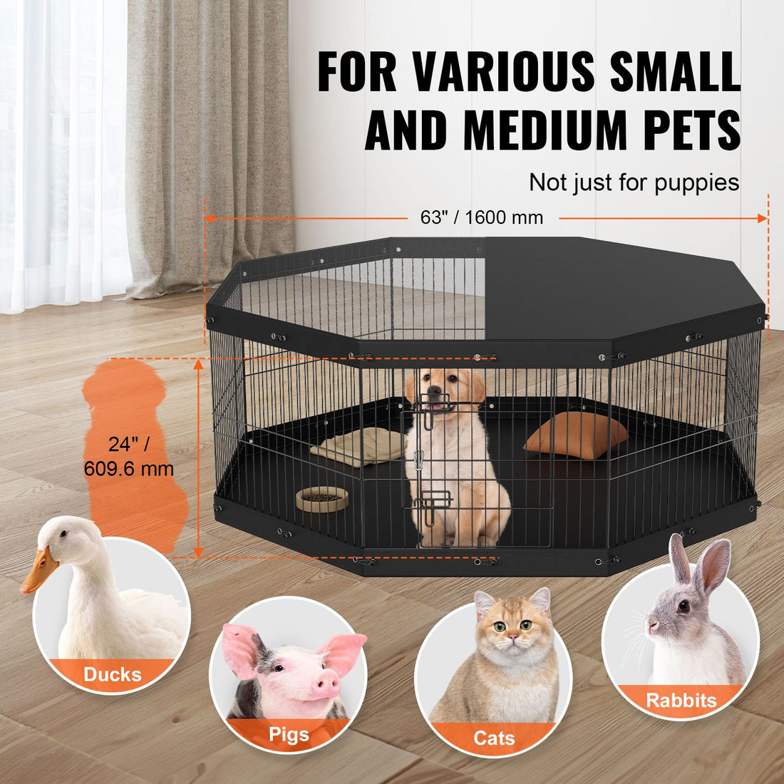 Dog exercise pen folded flat for storage