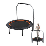 48-inch rebounder trampoline with adjustable handle in living room