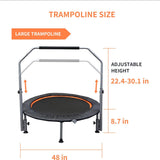 Adjustable handle height detail on the rebounder trampoline