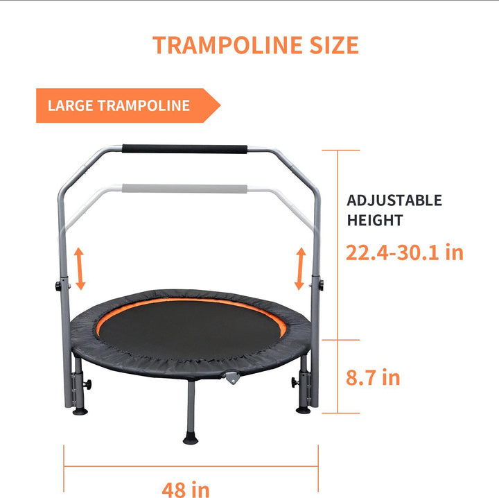 Adjustable handle height detail on the rebounder trampoline