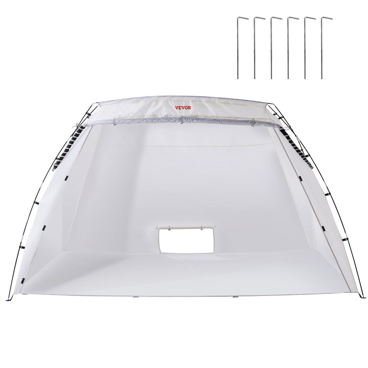 Paint booth tent folded flat for storage