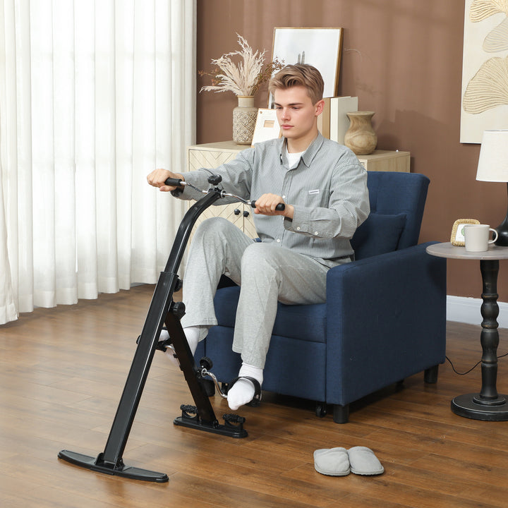 Foldable pedal exerciser with LCD monitor on the front