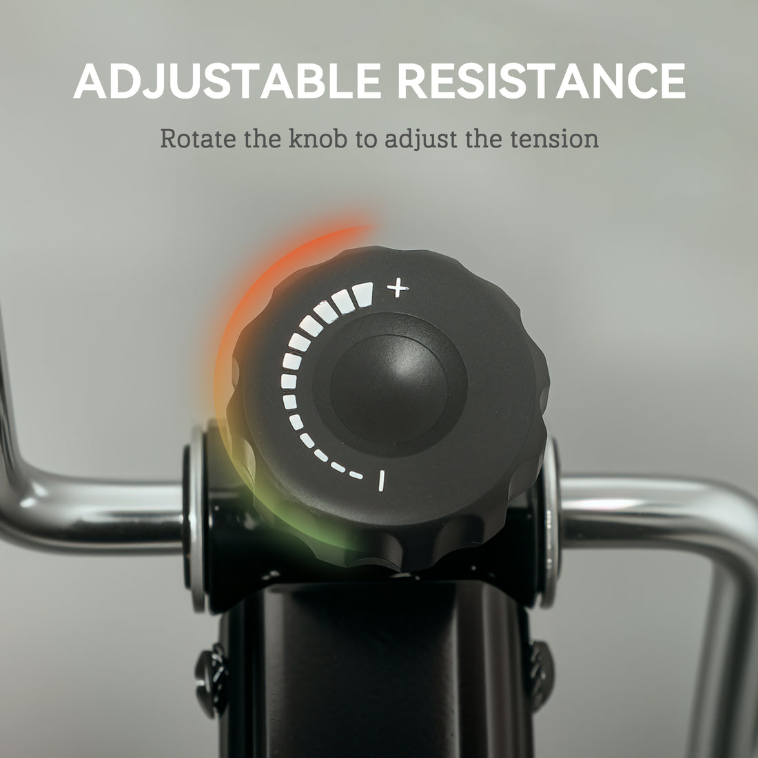 Senior user pedaling on the foldable mini exercise bike