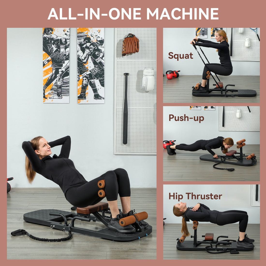 Push-up bar position on sissy squat machine