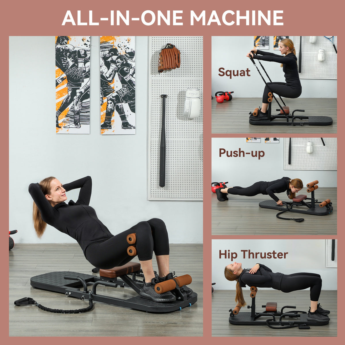 Push-up bar position on sissy squat machine