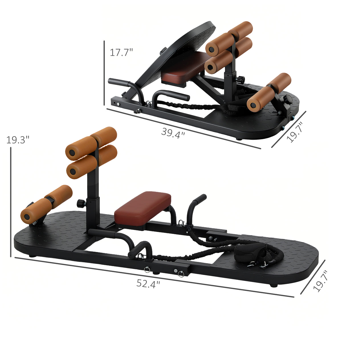 Sissy squat trainer side view with frame detail