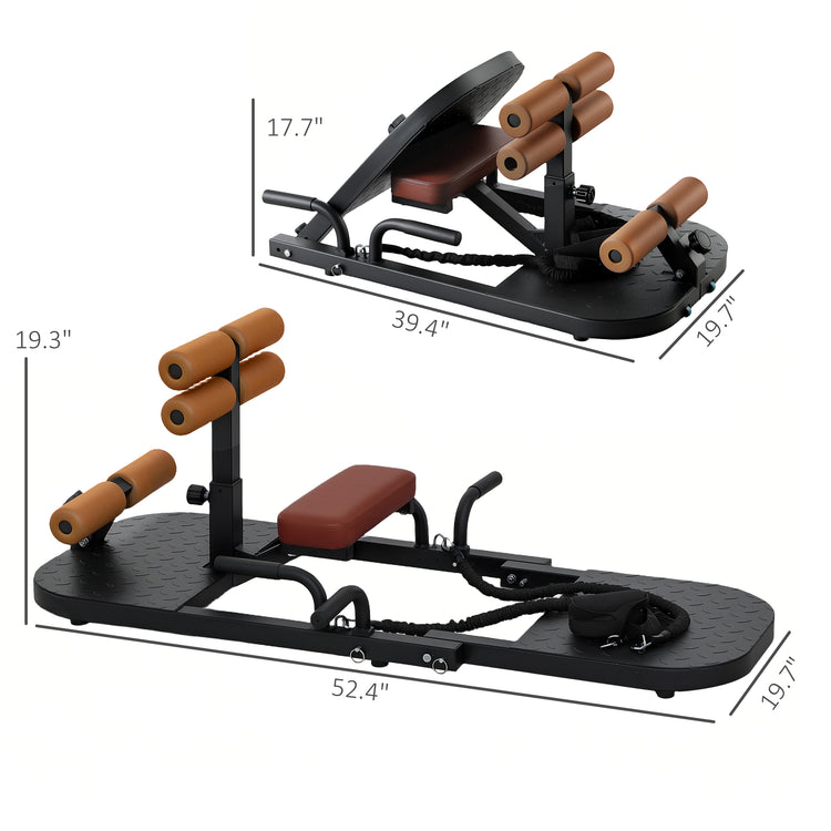 Sissy squat trainer side view with frame detail