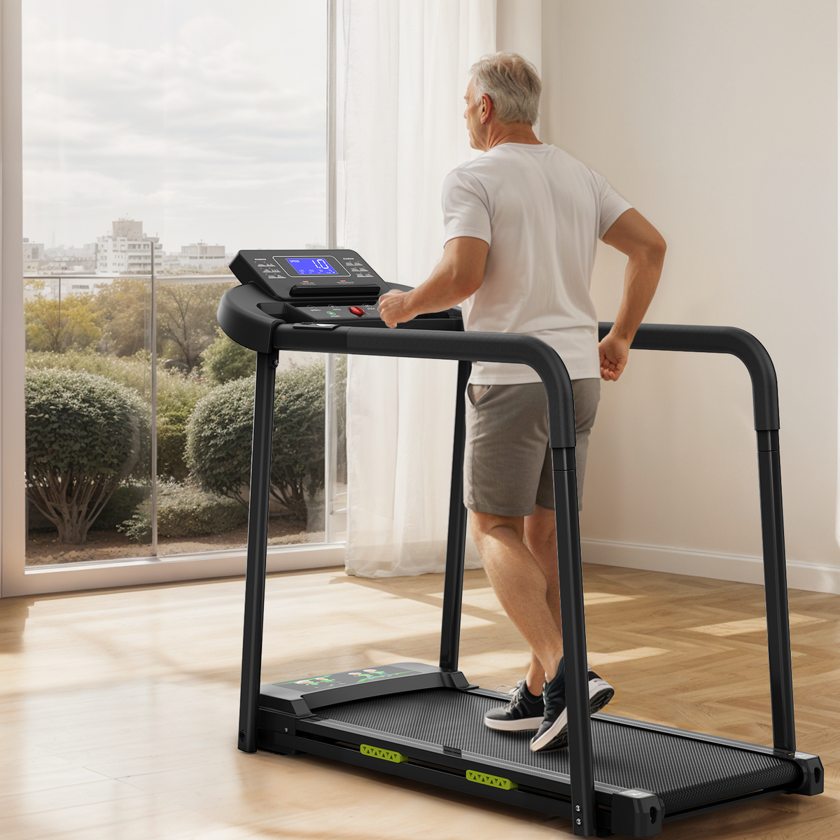 Foldable Walking Pad Treadmill with Handrail