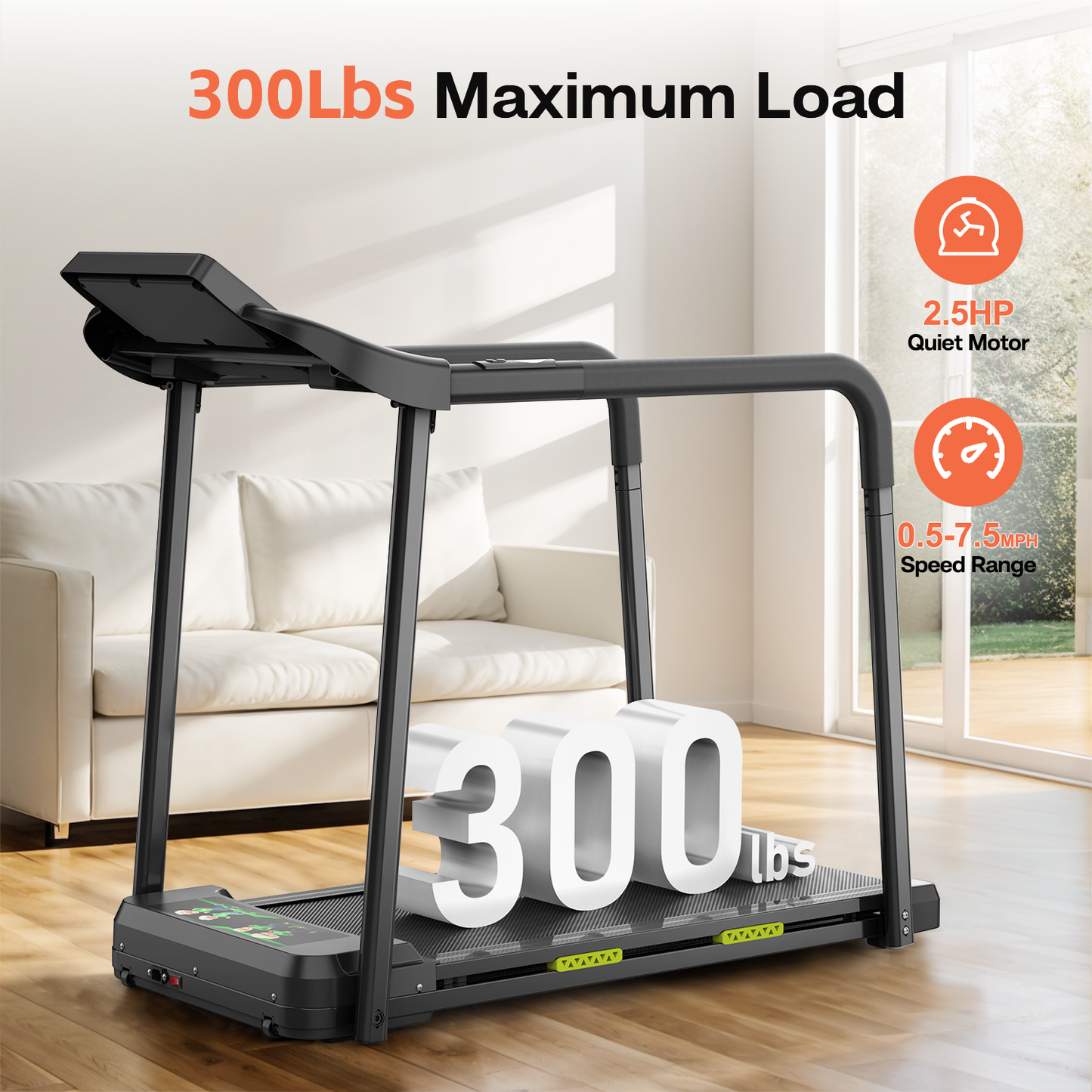 Foldable Walking Pad Treadmill with Handrail 3