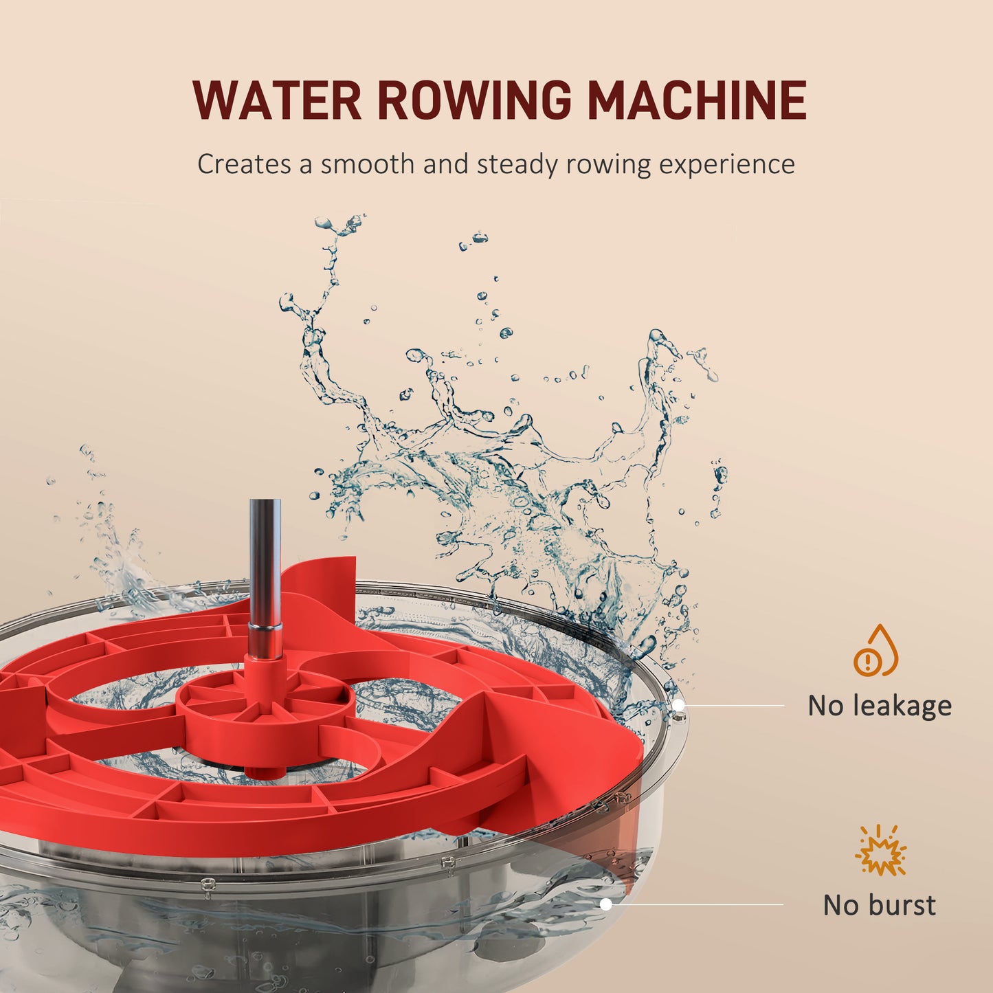 Foldable water rower in stored upright position