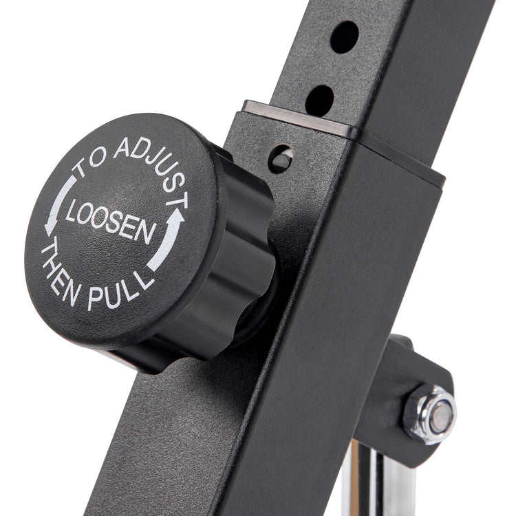 Folding exercise bike seat and handlebars detail