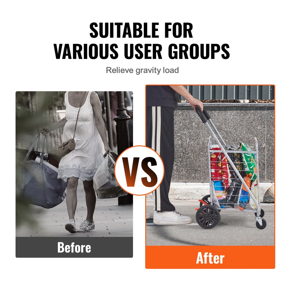 Folding shopping cart with wheels alternate angle
