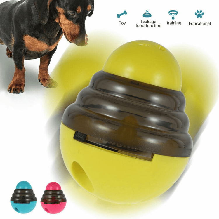 Treat dispensing ball in yellow color