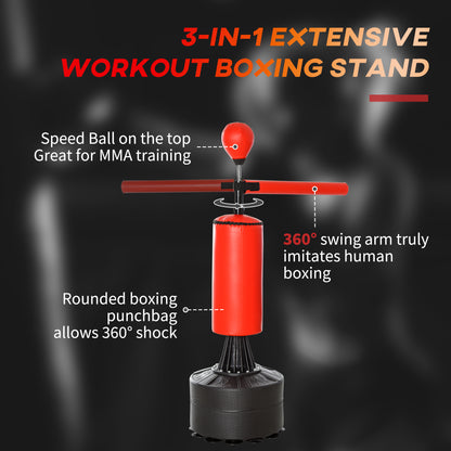 Freestanding punching bag side view with rotating boxing bar