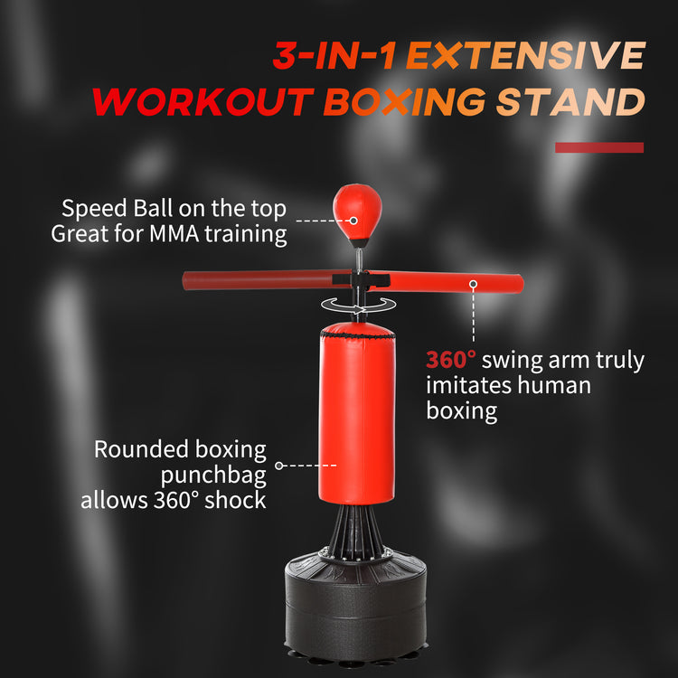 Freestanding punching bag side view with rotating boxing bar