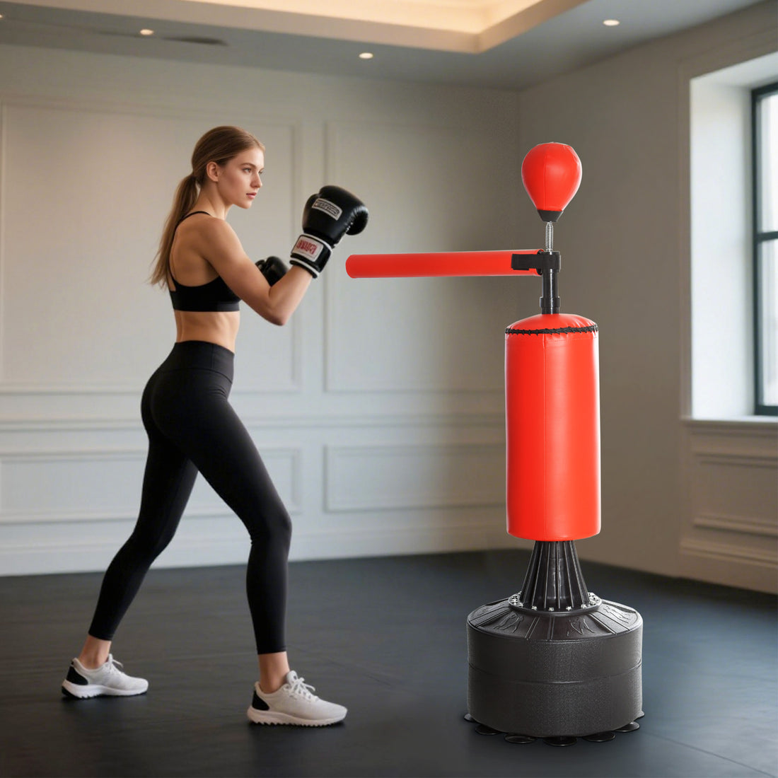Speed ball detail on freestanding boxing bag