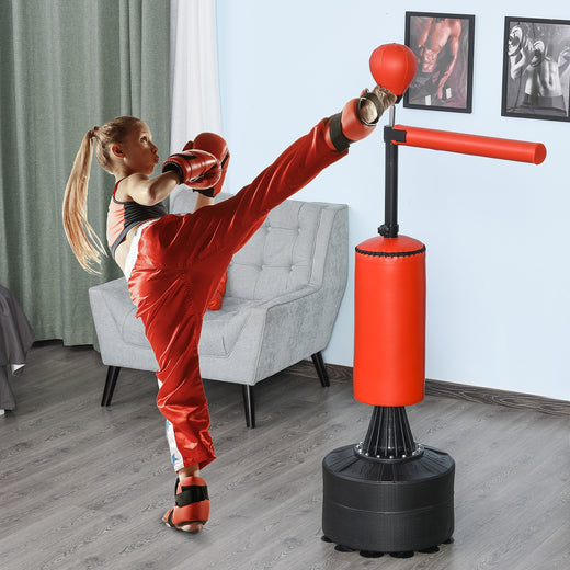 Boxing bag base and gloves included in the set