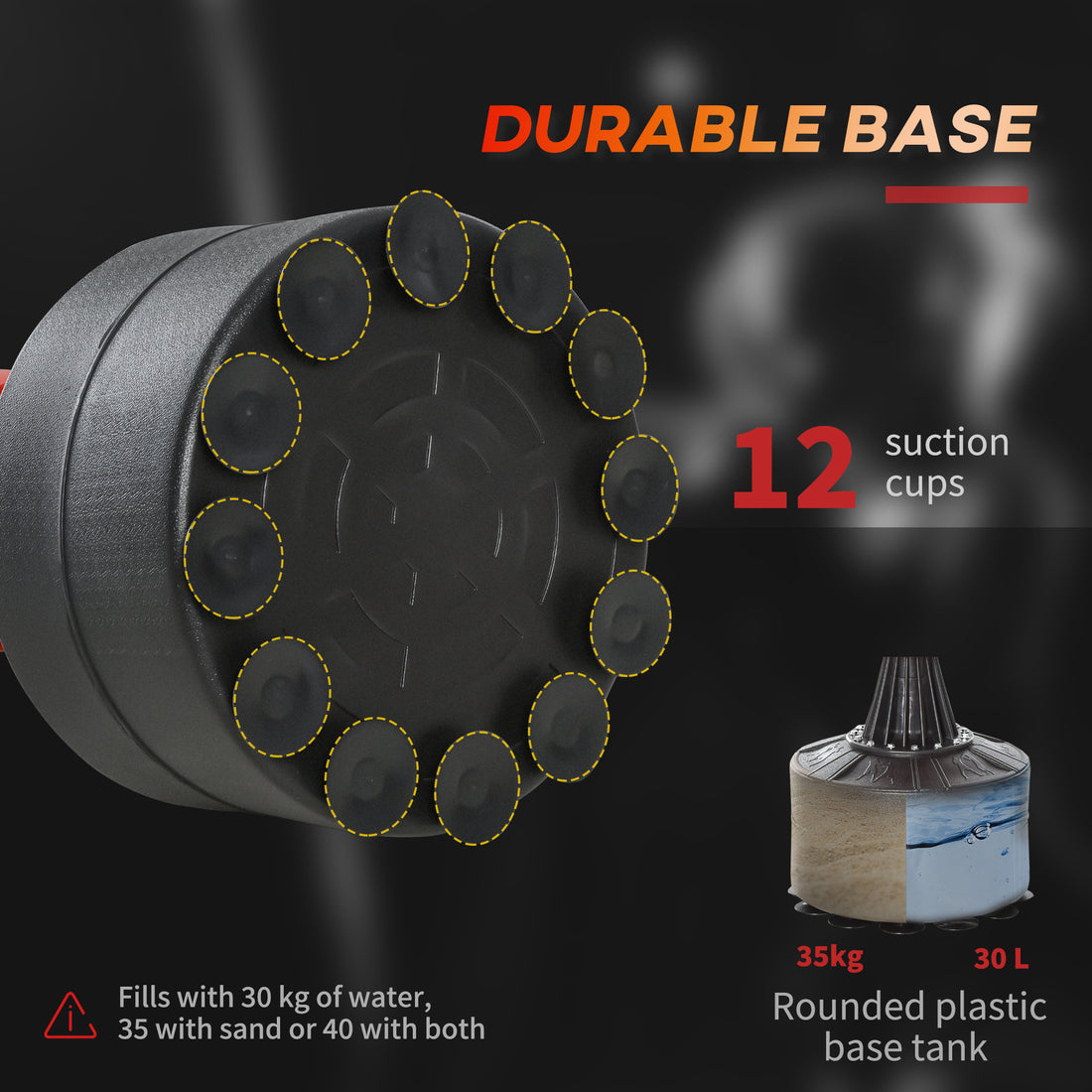 Boxing bag with rotating bar in use