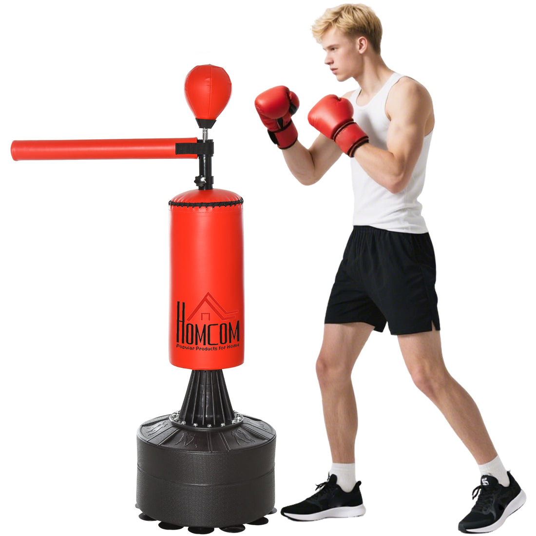 Freestanding boxing bag full assembly view