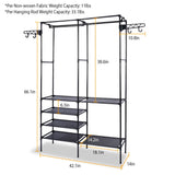 Steel garment rack close-up showing top hanging rod