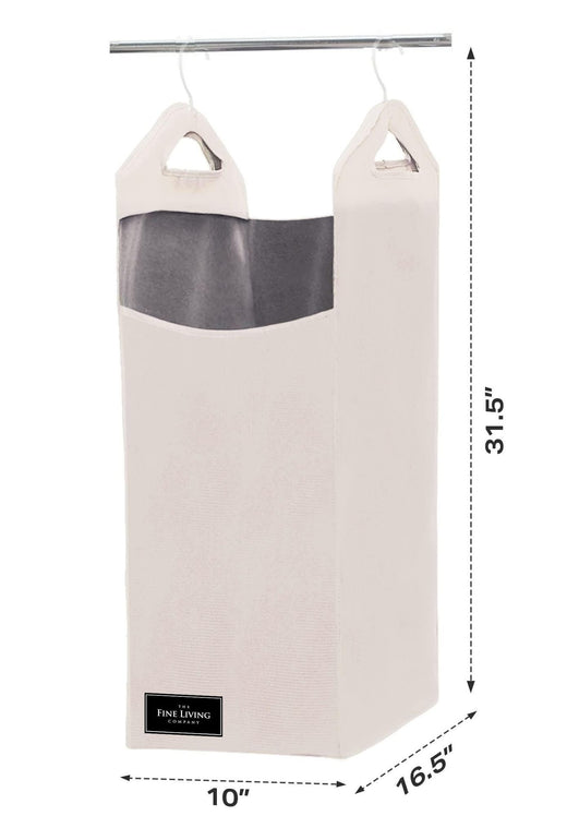 Closet laundry organizer hanging on a standard closet rod